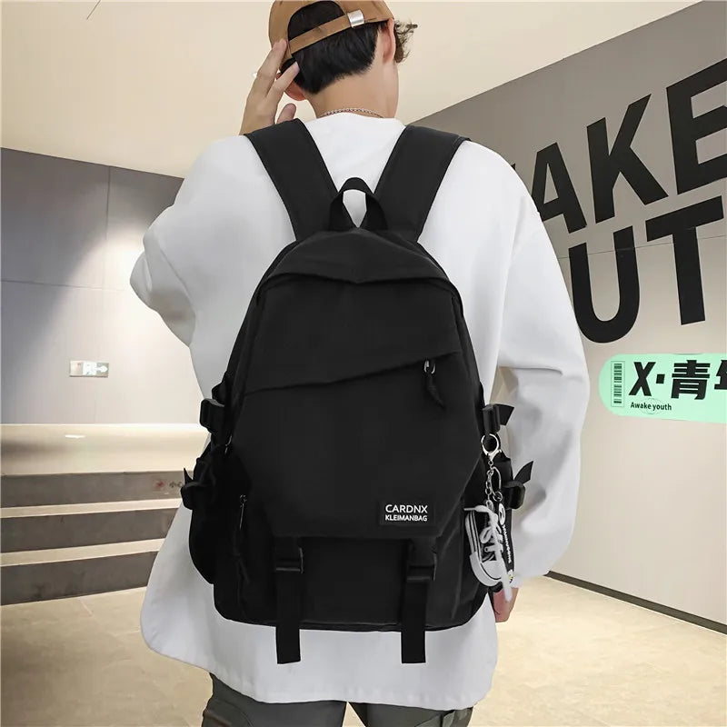 School bag, male college student, trendy brand, campus backpack, double shoulder bag, female, Korean style, simple, versatile, t