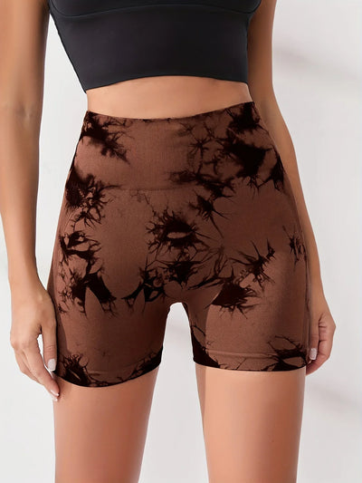 Gym Shorts High-Waist Tie-Dye Yoga Shorts for Women-Seamless,Stretchy Activewear Womens Shorts Biker Shorts Sexy Girl Y2k Shorts
