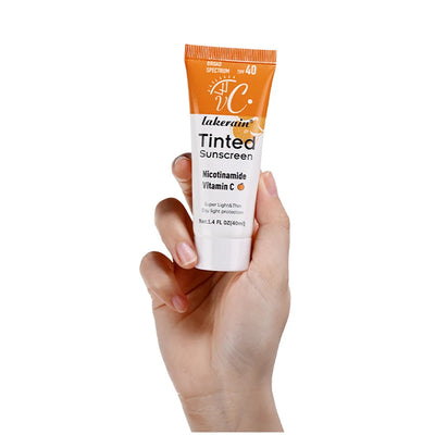 SPF40 Tinted Sunscreen Nicotinamide Vitamin C Mineral Sunblock With Zinc Oxide & Titanium,UV-Proof Sun Block Whitening Cream
