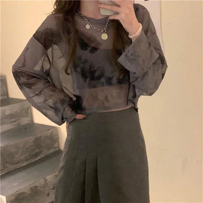 T-Shirts Women Tie Dye Casual Trendy Elegant Sun-proof Sexy Ladies Tees Teens Sheer Tops Summer Hot Selling Beach Simple Cozy