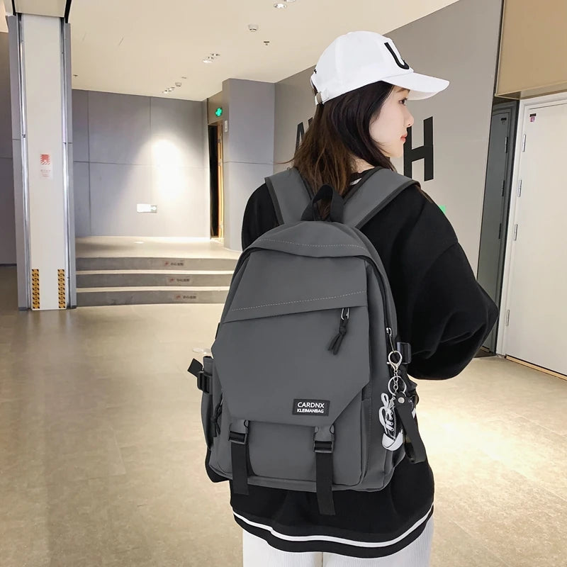 School bag, male college student, trendy brand, campus backpack, double shoulder bag, female, Korean style, simple, versatile, t
