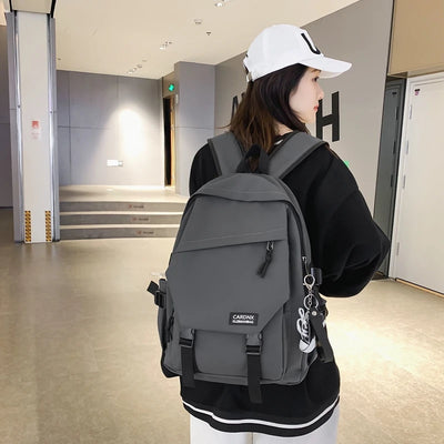 School bag, male college student, trendy brand, campus backpack, double shoulder bag, female, Korean style, simple, versatile, t