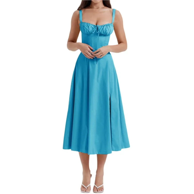 Elegant Long Dresses For Women 2025 Summer Sexy Sling Sleeveless Backless Bandage Party Dress Female Solid Color Maxi Vestidos