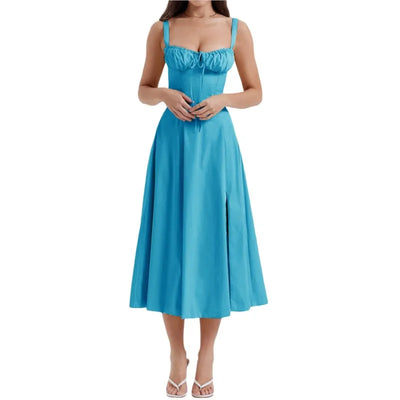 Elegant Long Dresses For Women 2025 Summer Sexy Sling Sleeveless Backless Bandage Party Dress Female Solid Color Maxi Vestidos