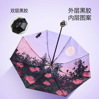 Sun Umbrella UV Protection Sunblock Double Sunshade Umbrella Both Rain and Shine Vinyl Umbrella
