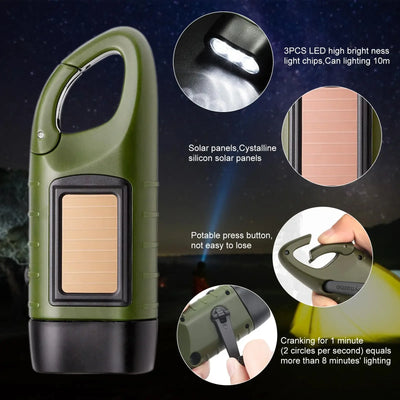 Skywolfeye Mini Solar Hand Crank Flashlight