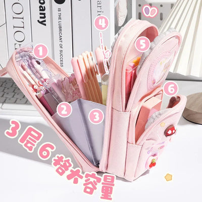 Schoolbag Style Pencil Case Girls Elementary School Students Children Large Capacity High Aesthetic Value Simple Cute Stationery