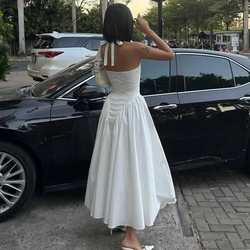 Ladies Summer Evening Party New Fashion Dress Women Sleeveless Backless V-Neck Sexy Birthday  Long Dresses 2025 Woman Streetwear