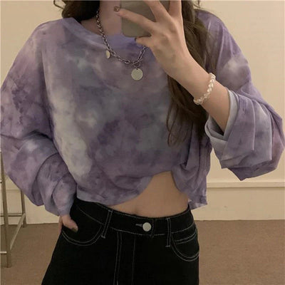 T-Shirts Women Tie Dye Casual Trendy Elegant Sun-proof Sexy Ladies Tees Teens Sheer Tops Summer Hot Selling Beach Simple Cozy