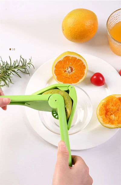 Max Juice Extraction Lemon Lime Squeezer EasytoUse Flat Lemon Squeezer with Leverage Squeezer with Built in Strainer Yellow