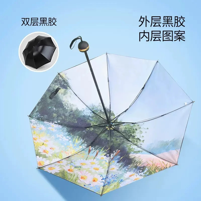Sun Umbrella UV Protection Sunblock Double Sunshade Umbrella Both Rain and Shine Vinyl Umbrella