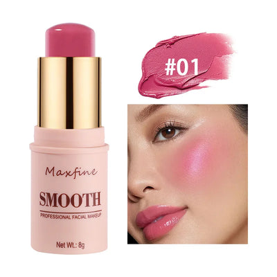Smooth Blush Stick Naturally Saturated Long-lasting Waterproof Easy to Wear Matte Blush 3 in 1 Makeup Used On Lips Eyes Cheeks
