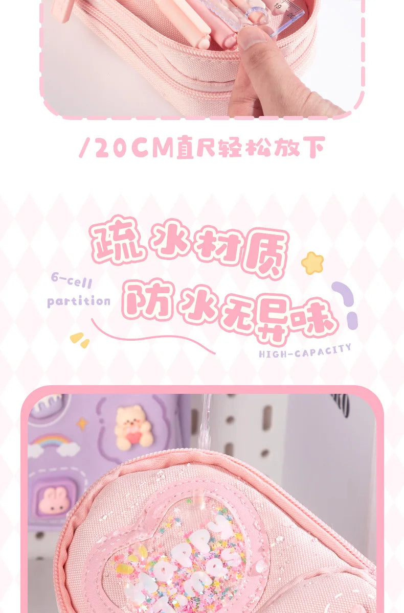 Schoolbag Style Pencil Case Girls Elementary School Students Children Large Capacity High Aesthetic Value Simple Cute Stationery