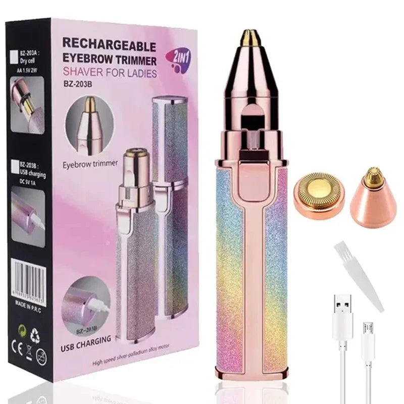Portable 2-in-1 Electric Epilator Eyebrow Trimmer