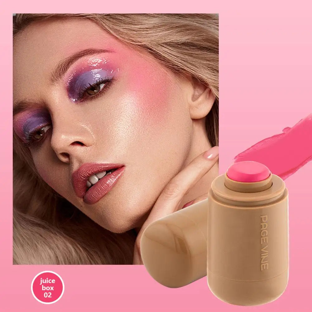 Summer Pocket Blush Stick 3-in-1Blush Stick Lasting Brightens Facial Cheek Stick Moisturizing Lip Gloss Makeup Easy To Apply
