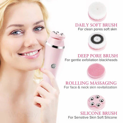 4-in-1 Rechargeable Sonic Facial Cleansing Brush