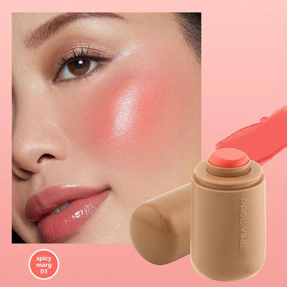 Summer Pocket Blush Stick 3-in-1Blush Stick Lasting Brightens Facial Cheek Stick Moisturizing Lip Gloss Makeup Easy To Apply