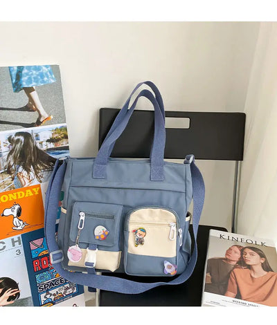 School Tote Book Bags for Girls Satchels Canvas Women Handbags Shoulder Bag Nylon Ladies Messenger Bag Oxford Crossbody Bags