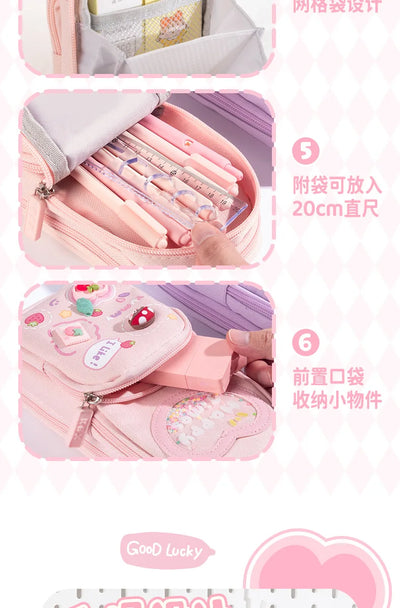 Schoolbag Style Pencil Case Girls Elementary School Students Children Large Capacity High Aesthetic Value Simple Cute Stationery