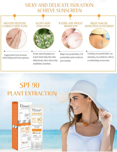 Facial Body Sunscreen Sun Cream Sunblock Oil Control Body Protector Solar Lotion Protective Anti Sun Protection Skin Care SPF90