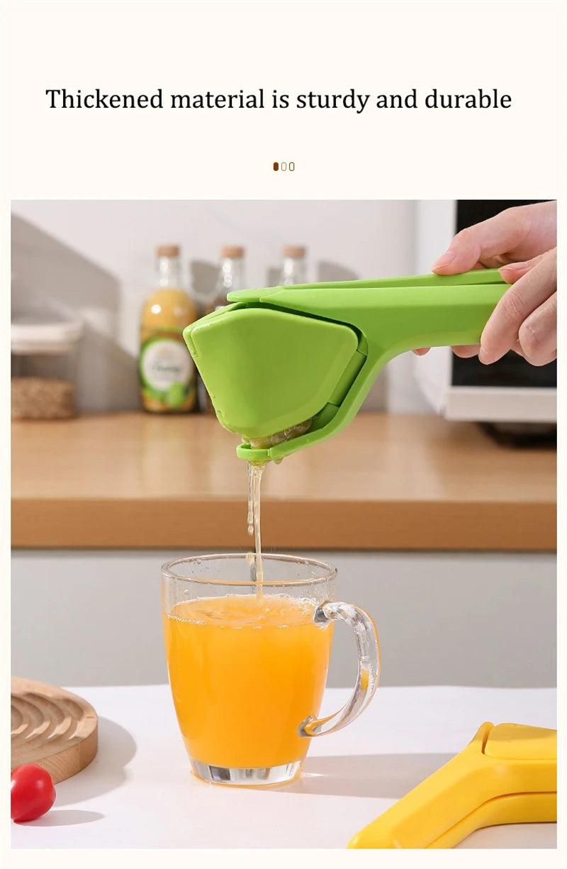 Max Juice Extraction Lemon Lime Squeezer EasytoUse Flat Lemon Squeezer with Leverage Squeezer with Built in Strainer Yellow