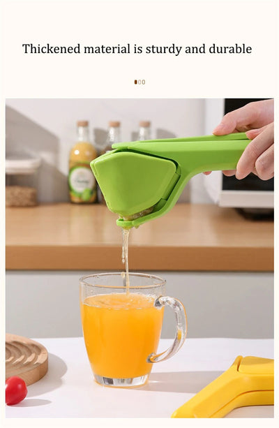 Max Juice Extraction Lemon Lime Squeezer EasytoUse Flat Lemon Squeezer with Leverage Squeezer with Built in Strainer Yellow