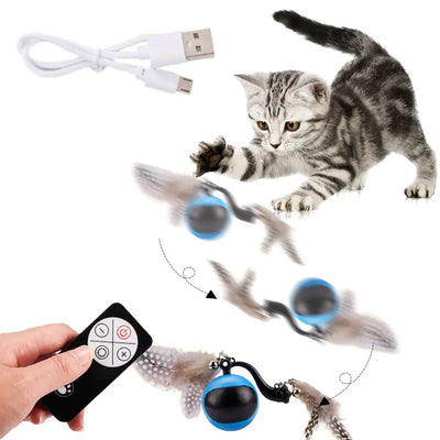 Automatic Rolling Feather Cat Toy