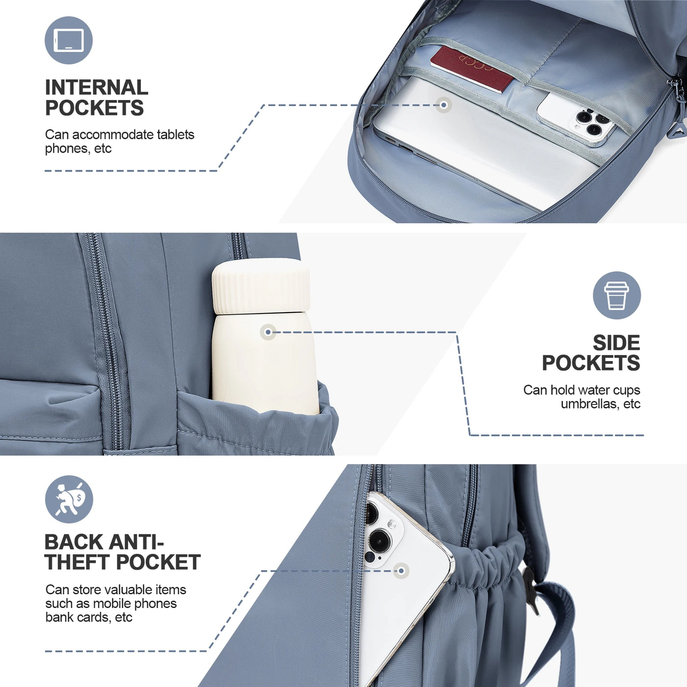 School bag, preppy, cute, light, large capacity, simple, backpack, junior high school students, college students commuting bag