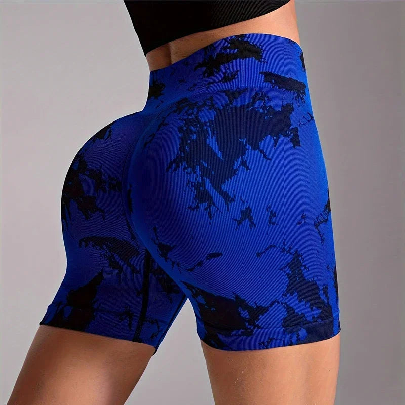 Gym Shorts High-Waist Tie-Dye Yoga Shorts for Women-Seamless,Stretchy Activewear Womens Shorts Biker Shorts Sexy Girl Y2k Shorts