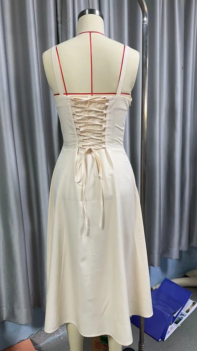 Elegant Long Dresses For Women 2025 Summer Sexy Sling Sleeveless Backless Bandage Party Dress Female Solid Color Maxi Vestidos