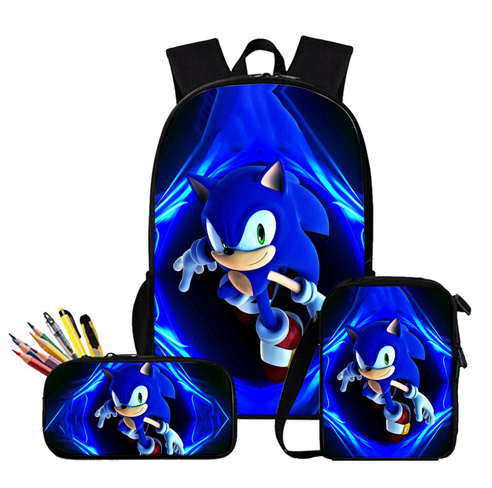 Sonic Backpack Primary and Middle School Students Schoolbag Boys Girls Anime Cartoon School Bag Mochila Zipper Shoulders