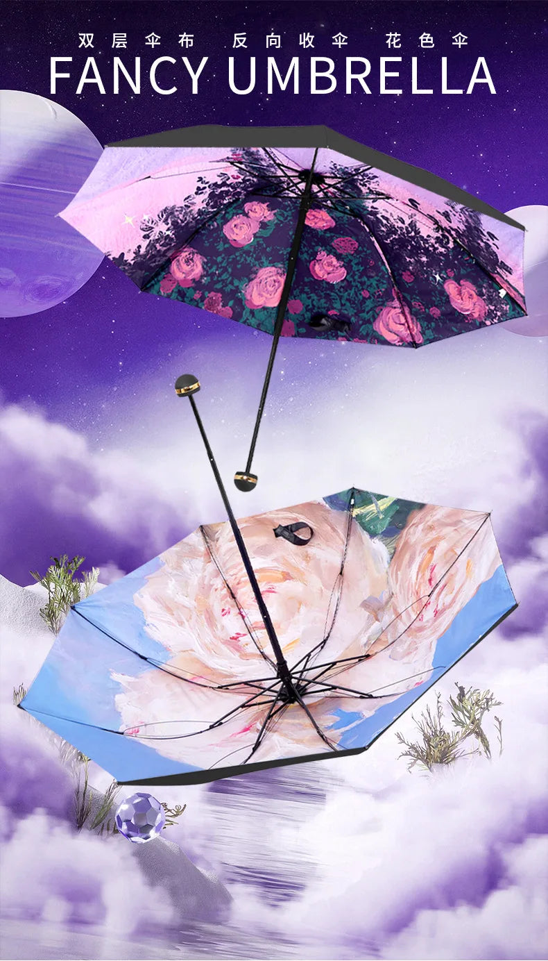 Sun Umbrella UV Protection Sunblock Double Sunshade Umbrella Both Rain and Shine Vinyl Umbrella