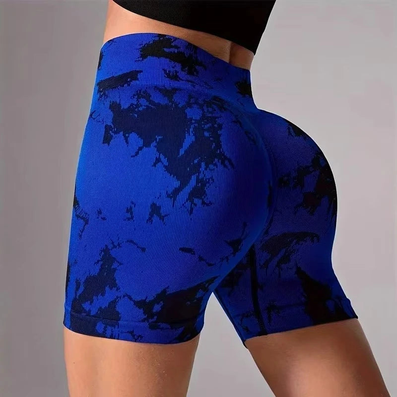Gym Shorts High-Waist Tie-Dye Yoga Shorts for Women-Seamless,Stretchy Activewear Womens Shorts Biker Shorts Sexy Girl Y2k Shorts