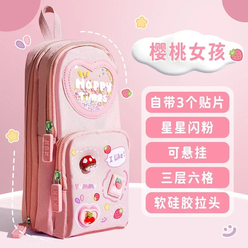 Schoolbag Style Pencil Case Girls Elementary School Students Children Large Capacity High Aesthetic Value Simple Cute Stationery