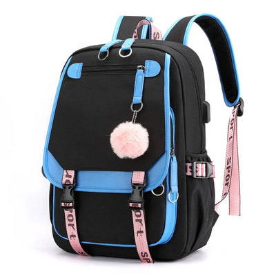 School Backpacks for Young Boys Girls Bagpack College Students Kawaii School Bag Harajuku Fashion Travel Rucksack Black Pink Bag