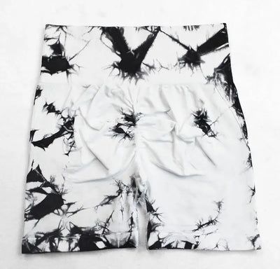 Tie Dye Shorts Women Seamless High Waist  Shorts Sexy Hip Liftting Stretchy Yoga Shorts Workout Running Knit Skinny Gym Shorts