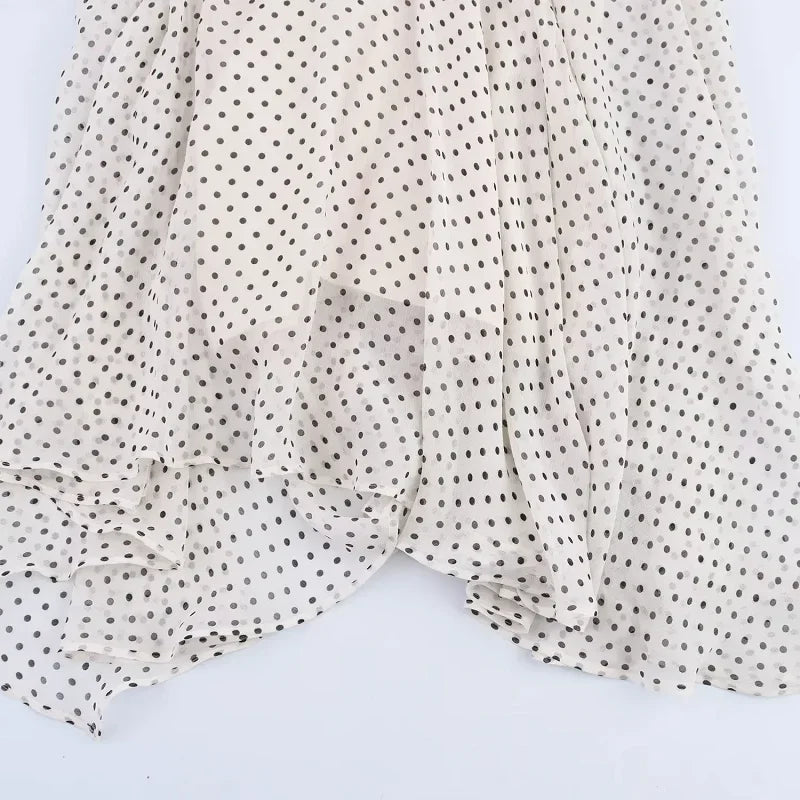 TRAF Women's Dresses Elegant Halter Long Dresses 2025 Spring Summer Dot Y2k Vestidos Fashion Casual Lace-Up Party Midi Dresses