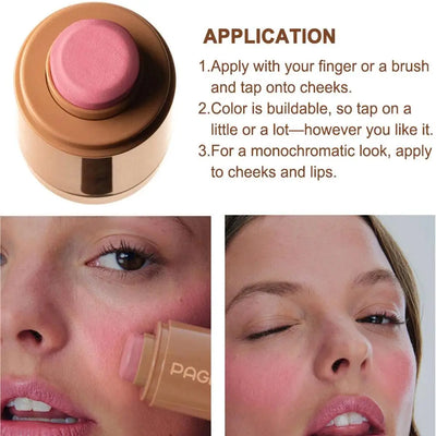 Summer Pocket Blush Stick 3-in-1Blush Stick Lasting Brightens Facial Cheek Stick Moisturizing Lip Gloss Makeup Easy To Apply