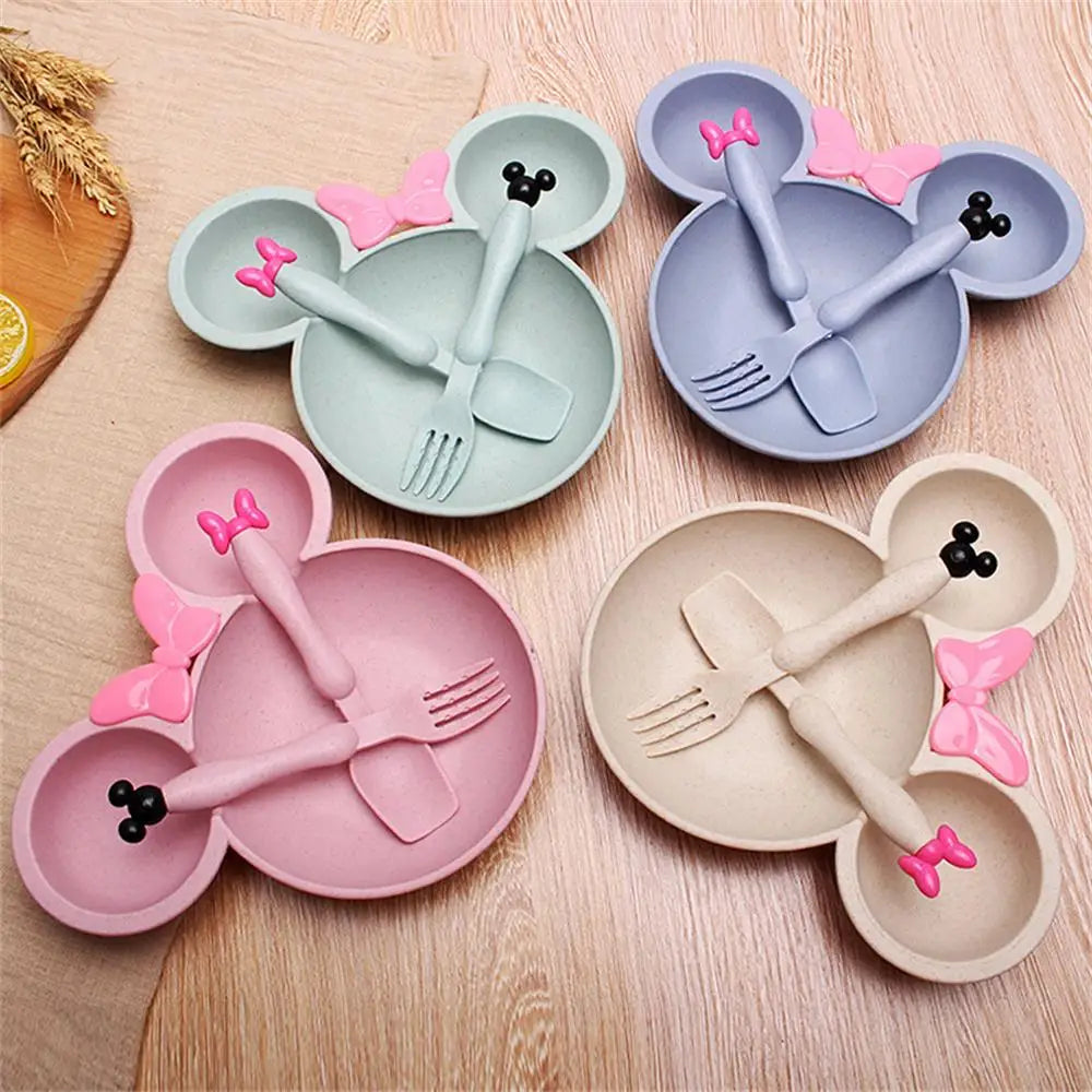 3-Pcs Wheat Straw Kids Tableware Set