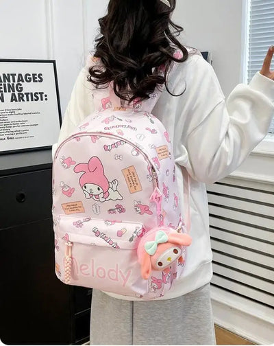 Kuromi Backpack Student School Bag Primary and Middle kawaii Cartoon Girls School Bag Mochila
