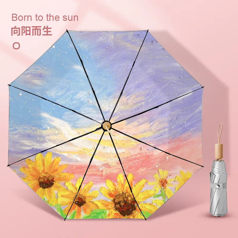 Sun Umbrella UV Protection Sunblock Double Sunshade Umbrella Both Rain and Shine Vinyl Umbrella