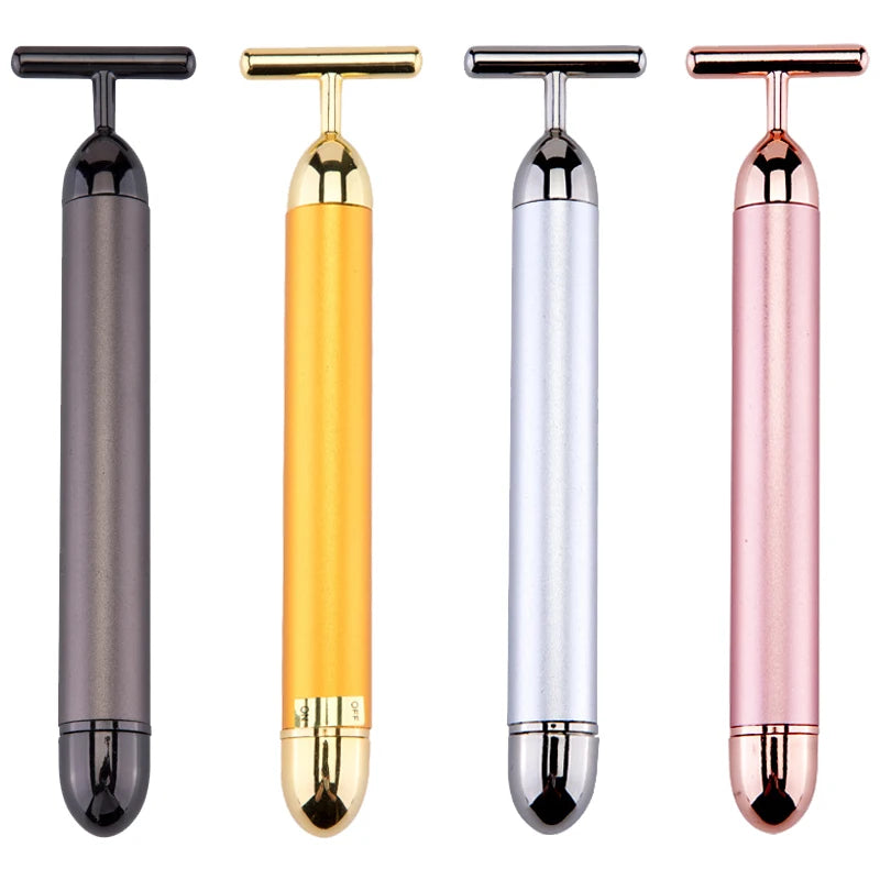 Golden T-Shaped Facial Body Massager