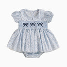 Girls Floral Short Sleeve Romper Dress