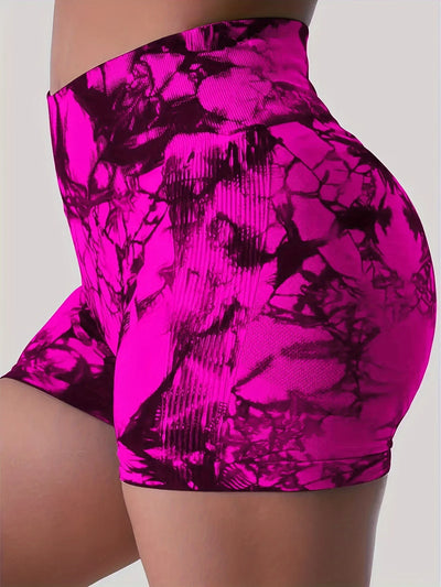 Gym Shorts High-Waist Tie-Dye Yoga Shorts for Women-Seamless,Stretchy Activewear Womens Shorts Biker Shorts Sexy Girl Y2k Shorts