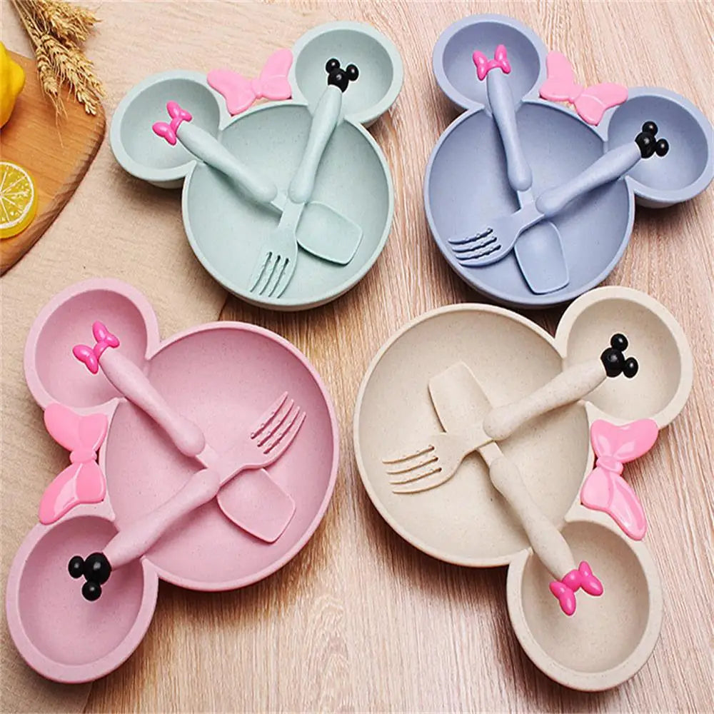 3-Pcs Wheat Straw Kids Tableware Set