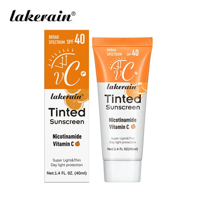 SPF40 Tinted Sunscreen Nicotinamide Vitamin C Mineral Sunblock With Zinc Oxide & Titanium,UV-Proof Sun Block Whitening Cream