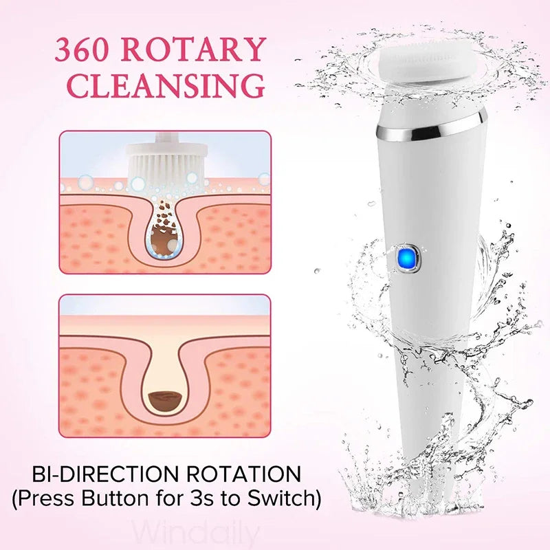 4-in-1 Rechargeable Sonic Facial Cleansing Brush