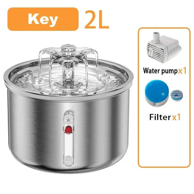 Stainless Steel 2L Automatic Dog Water Fountain