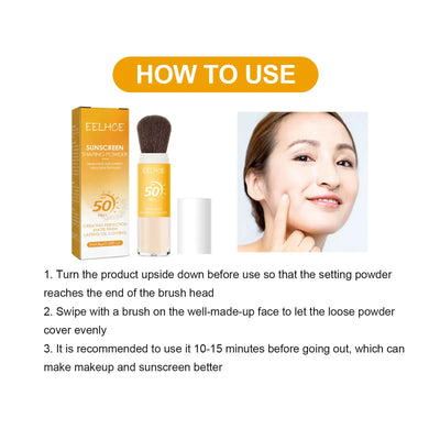 Spf50 Sunscreen Loose Powder Sunblock Skin Protective Waterproof Invisible Pore Solar Blocker Brighten Oil Control Makeup Powder