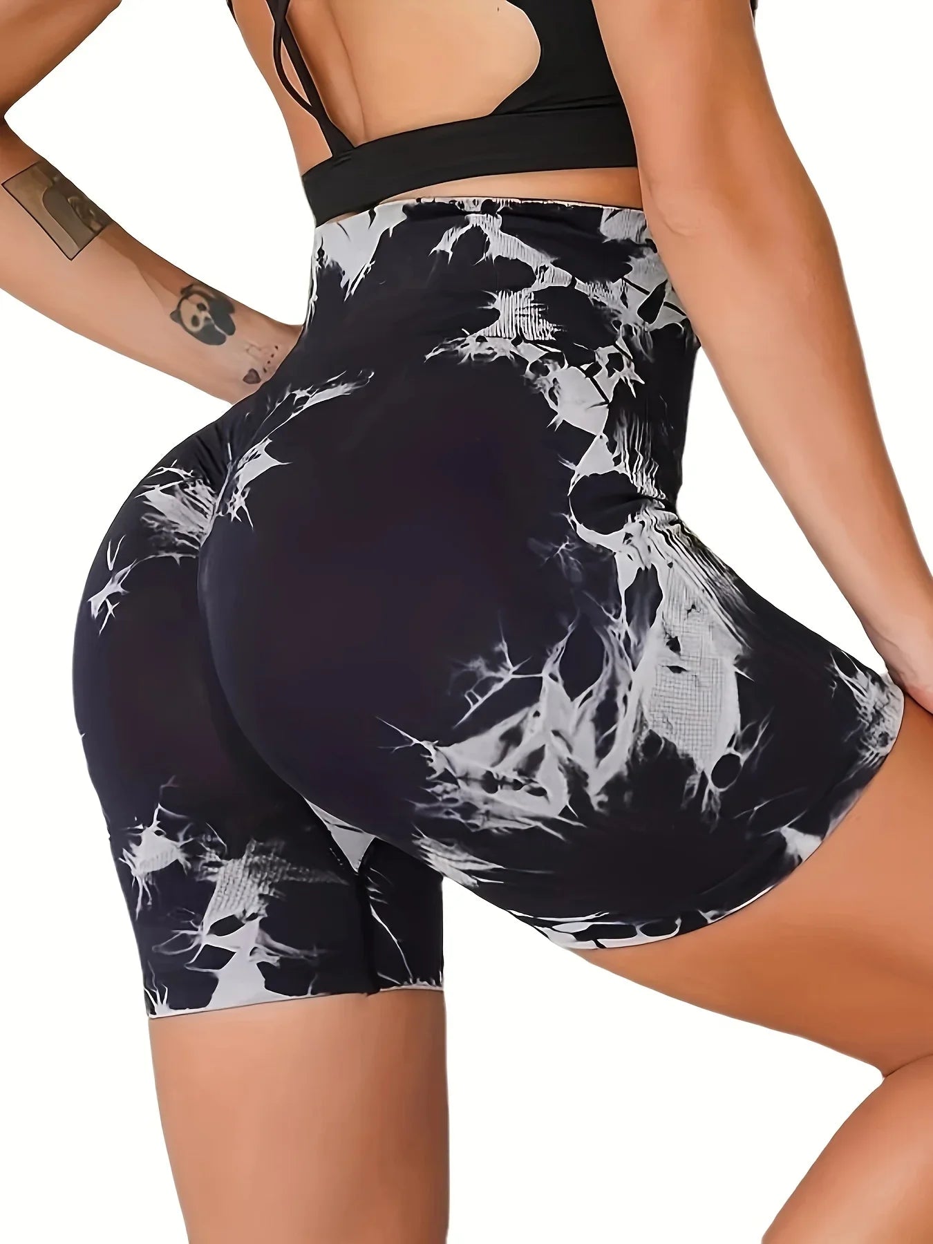 Gym Shorts High-Waist Tie-Dye Yoga Shorts for Women-Seamless,Stretchy Activewear Womens Shorts Biker Shorts Sexy Girl Y2k Shorts